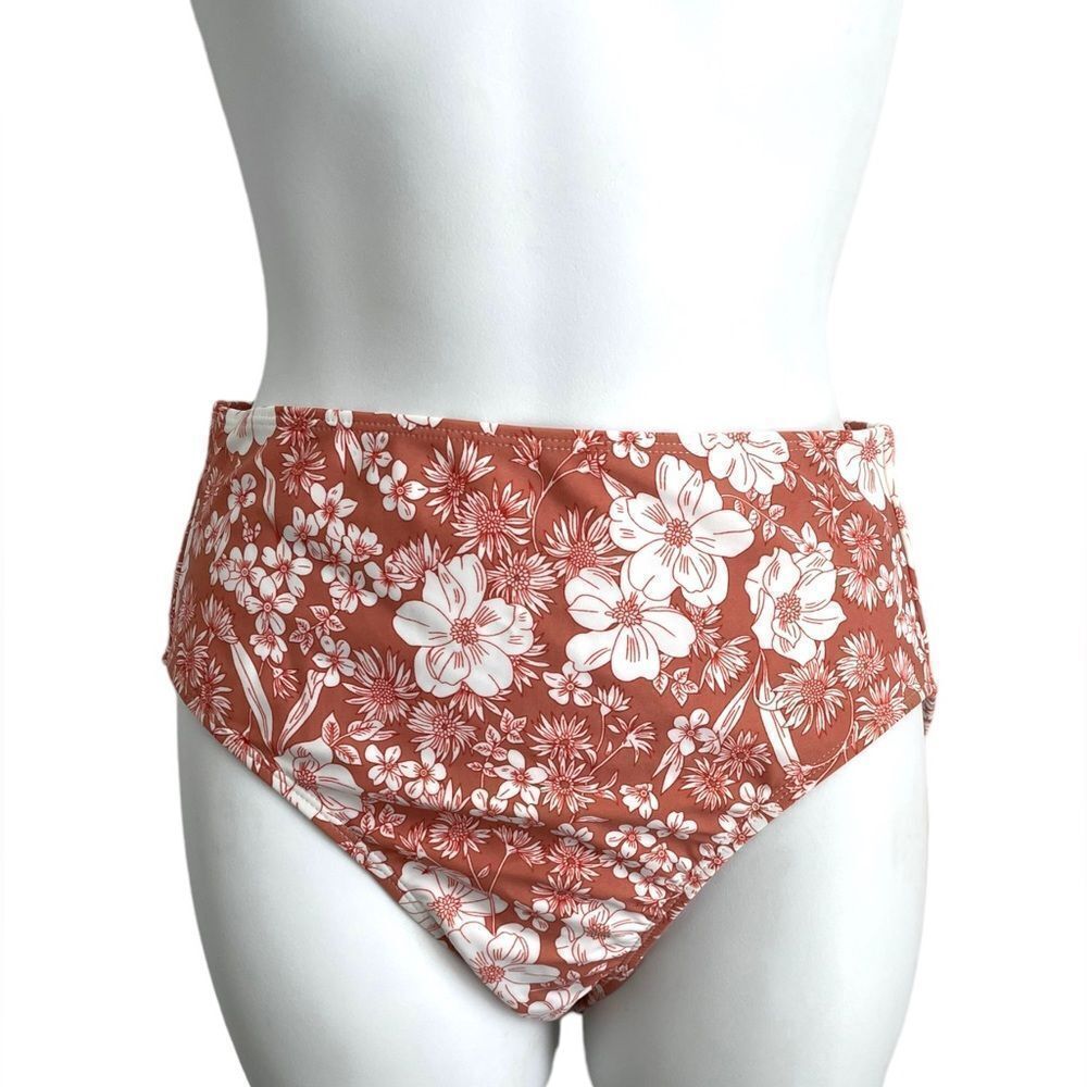 Xhilaration Floral High Waist Bikini Bottom, Brown, Medium, NWT